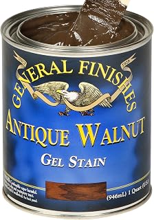 General Finishes Oil-Based Gel Stain, Antique Walnut 1/2 Pint - Easy Hand-Rubbed Wood Finish for Pros