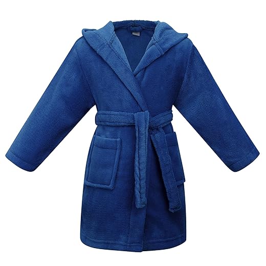 Simplicity kids Bath Cover Ups Boy Terry Cloth Cover Ups for Kids Children Outdoor Pool Coverup and Beach Coverup,Navy,7-10 Year