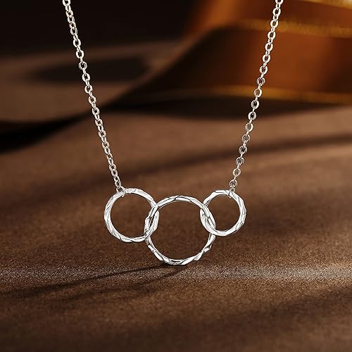 Miniatura 4 de MADAOGO Regalos para el día de la madre para abuela, collar de plata de ley de 3 círculos, regalos para el día de la madre, regalos de abuela,