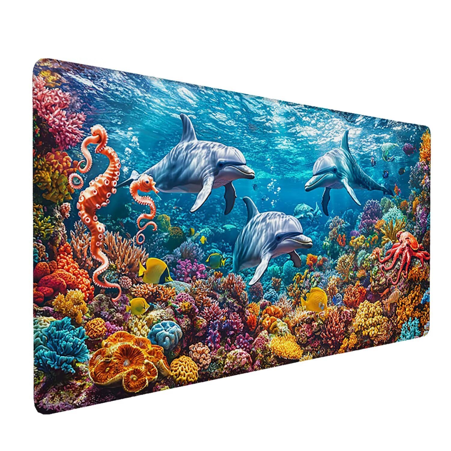 Podkładka pod mysz XXL, 1600 x 800 x 3 mm, gamingowa podkładka pod mysz z przyszytymi krawędziami, antypoślizgowa, podkładka pod mysz do komputera z gładką powierzchnią, zwierzęta morskie, podkładka