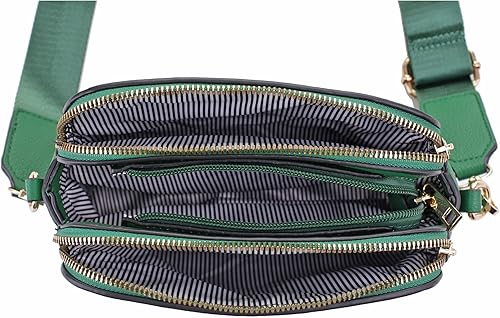 Miniatura 5 de EVVE Bolsos cruzados para mujer, bolso cruzado pequeño de moda con triple cremallera para cámara con correa ancha para guitarra