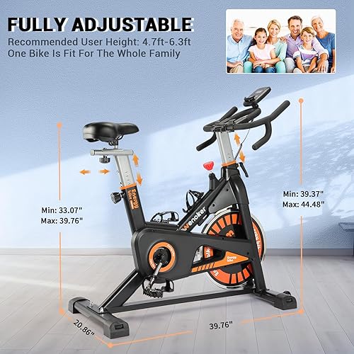 Vista 14 de Exercise Bike, WENOKER Stationary Bike for Home, Indoor Bike with Silent Belt Drive, Heavy Flywheel, Multi-grips Handlebar and Upgraded Digital