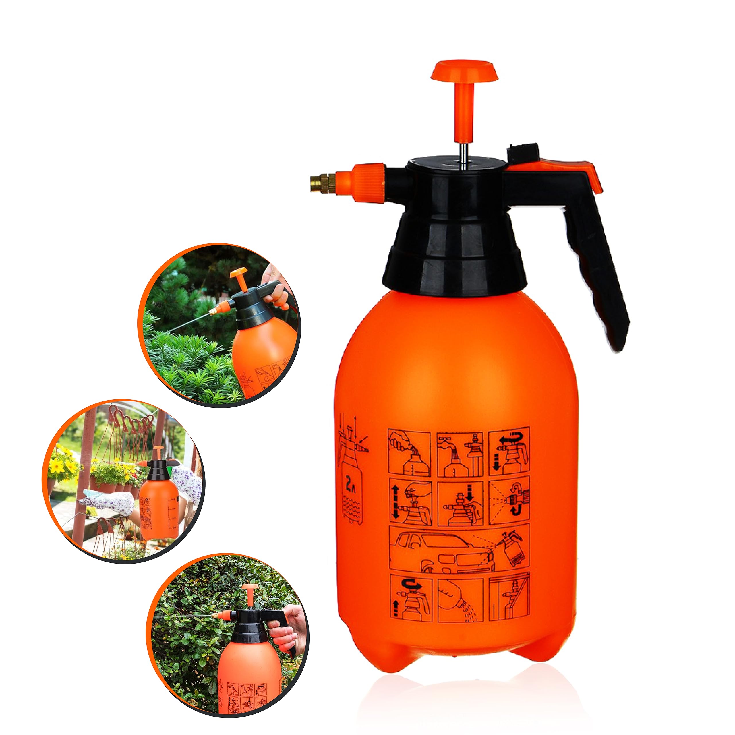 Abuxss Official-Pump sprayers in Lawn Garden, 2L Handheld Garden Pump Spray Water Mist Spray Bottle for Plants, Weed Sprayer Adjustable Brass Nozzle with two type Pressure.