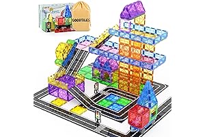 fnjo Magnetic Tiles Road Sets with Car Kits