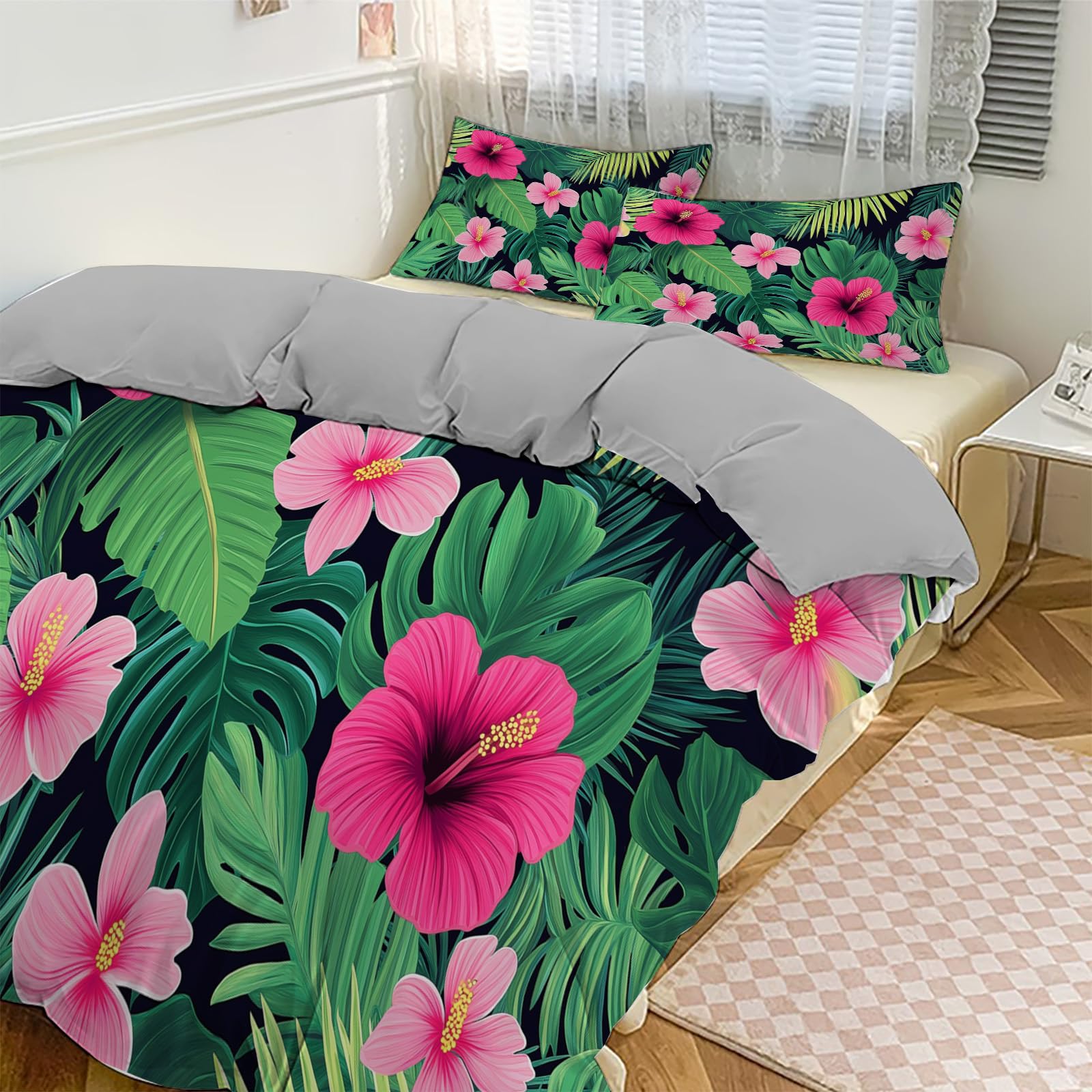 Parure de lit tropicale rouge 200x200 pour une chambre style jungle urbaine