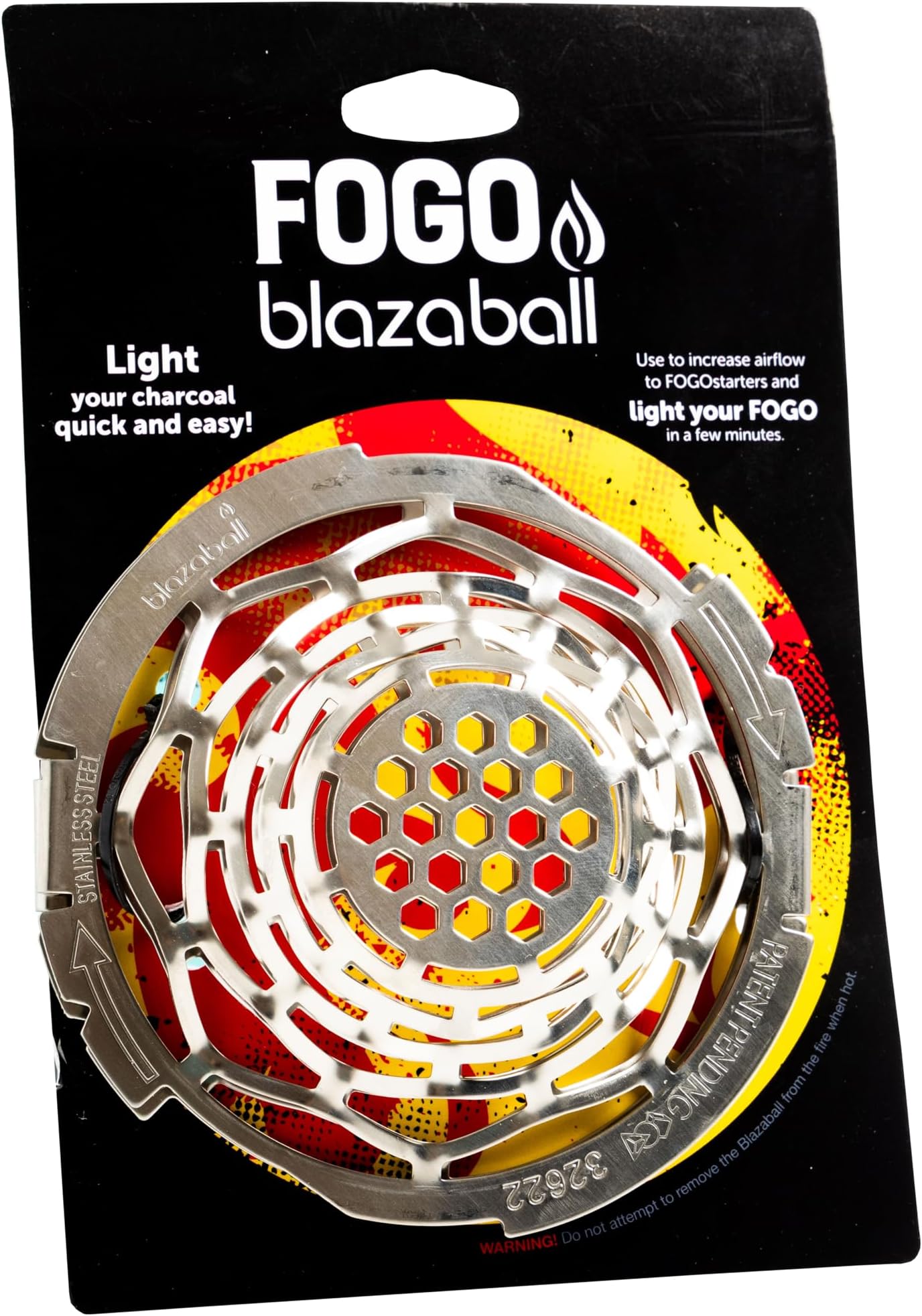 Blazaball, Fire Starter Accessory for Charcoal Grills, Firepits, and Fireplaces, Compatible with Fire Starters, Silver (BL1)