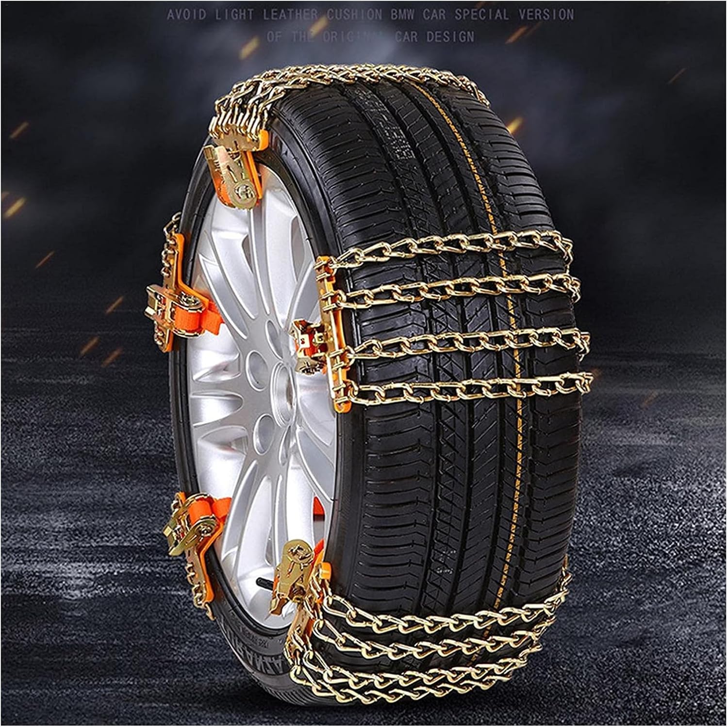 Chains Car Snow Chains Anti-Skid Portable Wheel Tire Car Security Chains Vehicle for Sudden Snow Easy to Fit Emergency Snow Tyre Chains(A Large 5 Chain Chain (225~285mm))