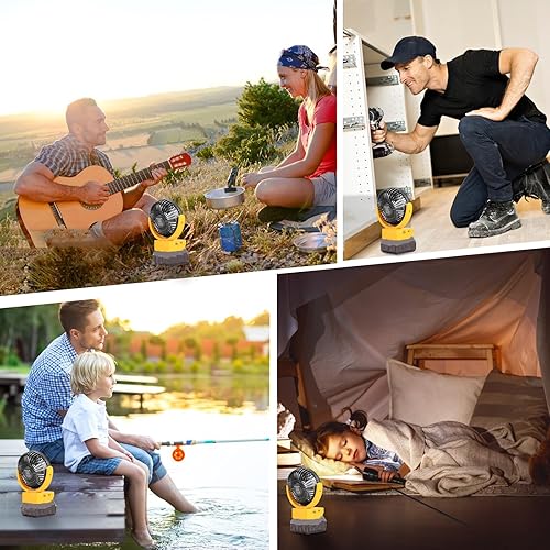 Miniatura 5 de Rozlchar Ventilador inalámbrico portátil compatible con batería DeWALT de 18 V 20 V, funciona para DCB182 DCB183 DCB204 DCB206, ventilador de