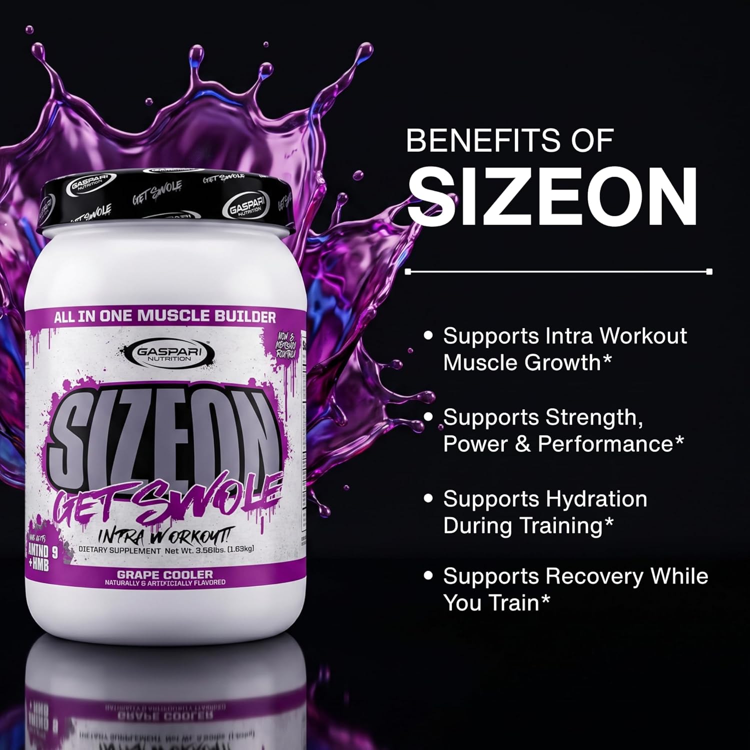 Gaspari Nutrition SizeOn, The Ultimate Hybrid Intra-Workout Amino Acid & Creatine Formula, Increased Muscle Volume & Muscle Recovery (3.59 Pounds, Mango Splash)