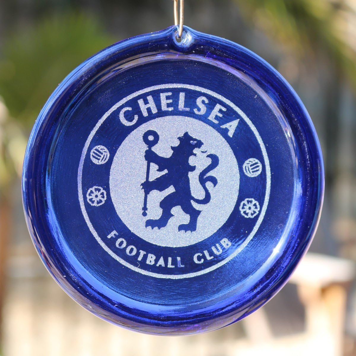 Mission Glass Works 4-Inch Etched Chelsea Lion Suncatcher from Our Soccer Collection - Made in The USA. A Great Gift for Anyone. Colorful Suncatchers Bring a Room or View to Life.