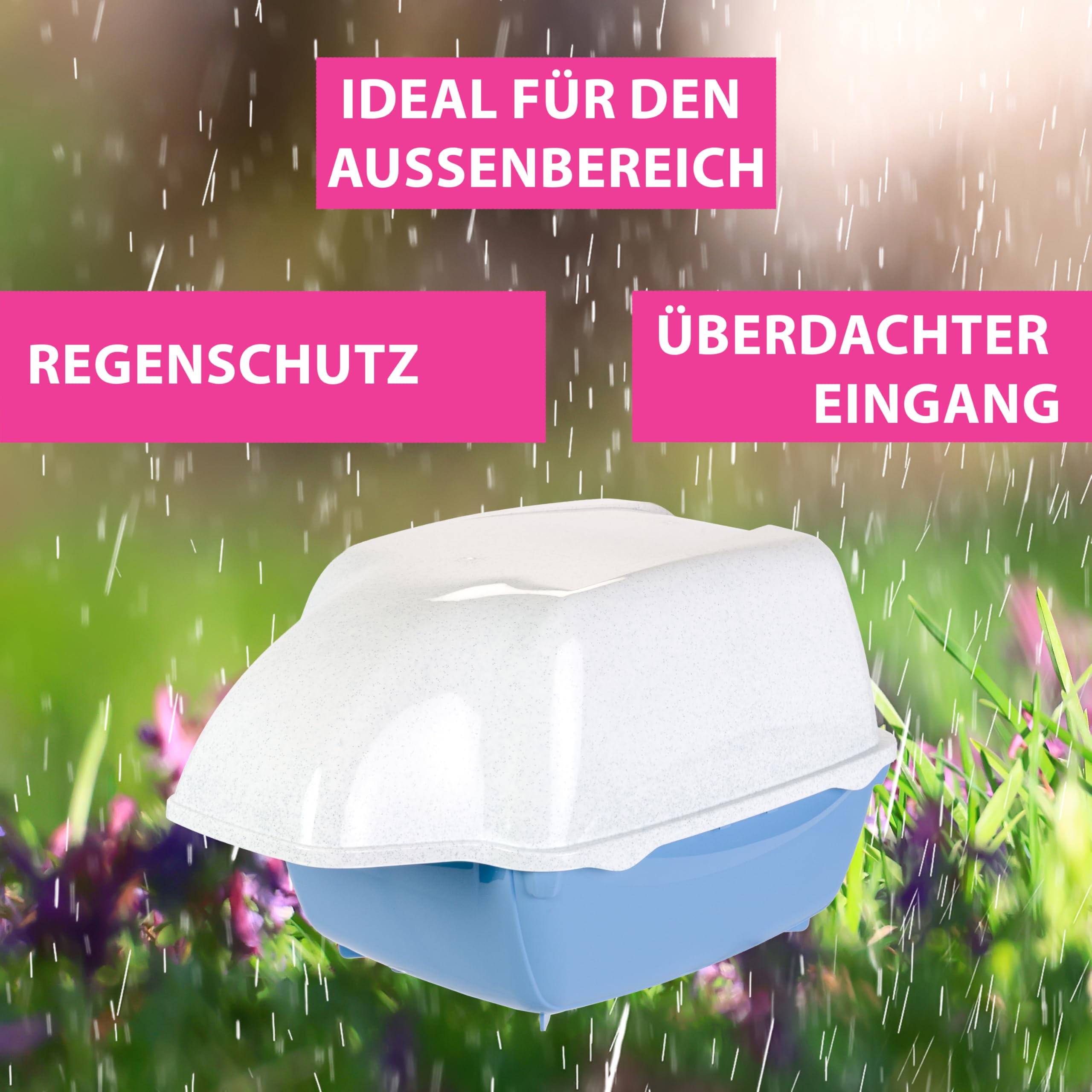 Ferplast Katzentoilette mit Deckel, für Outdoor, Katzenklo gloße Katzen, mit zwei Aktivkohlefiltern gegen schlechte Gerüche, Schwingtür und Griff, 50 x 66 x h 47 cm.