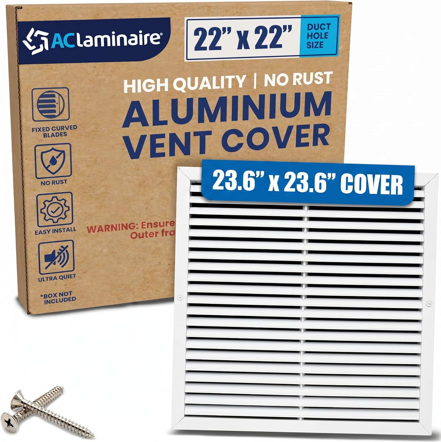 22x22 Inch (Duct Opening) Air Return Vent Cover Decorative – Premium Aluminum AC Vent Cover for Ceiling & Wall, Rustproof Grille, Ideal for Home HVAC Grille, Durable & Easy to Install by ACLAMINAIRE