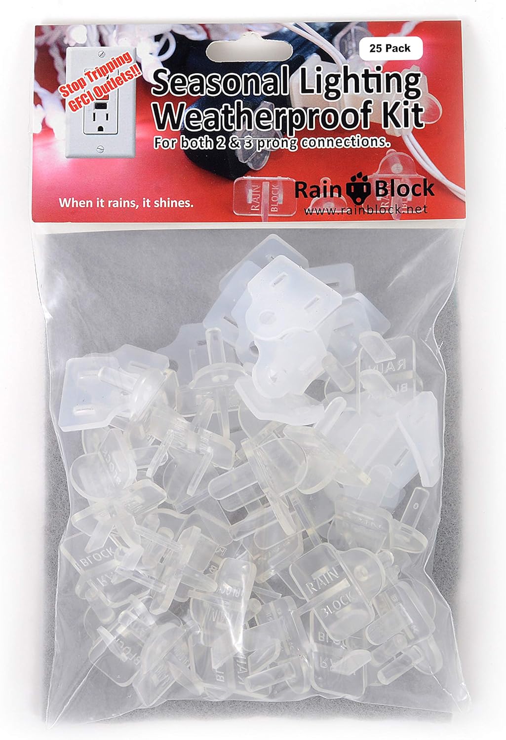 Seasonal Decor Weatherproof Kit (25 Pack) Outdoor Extension Cord Gasket and Plugs & Christmas