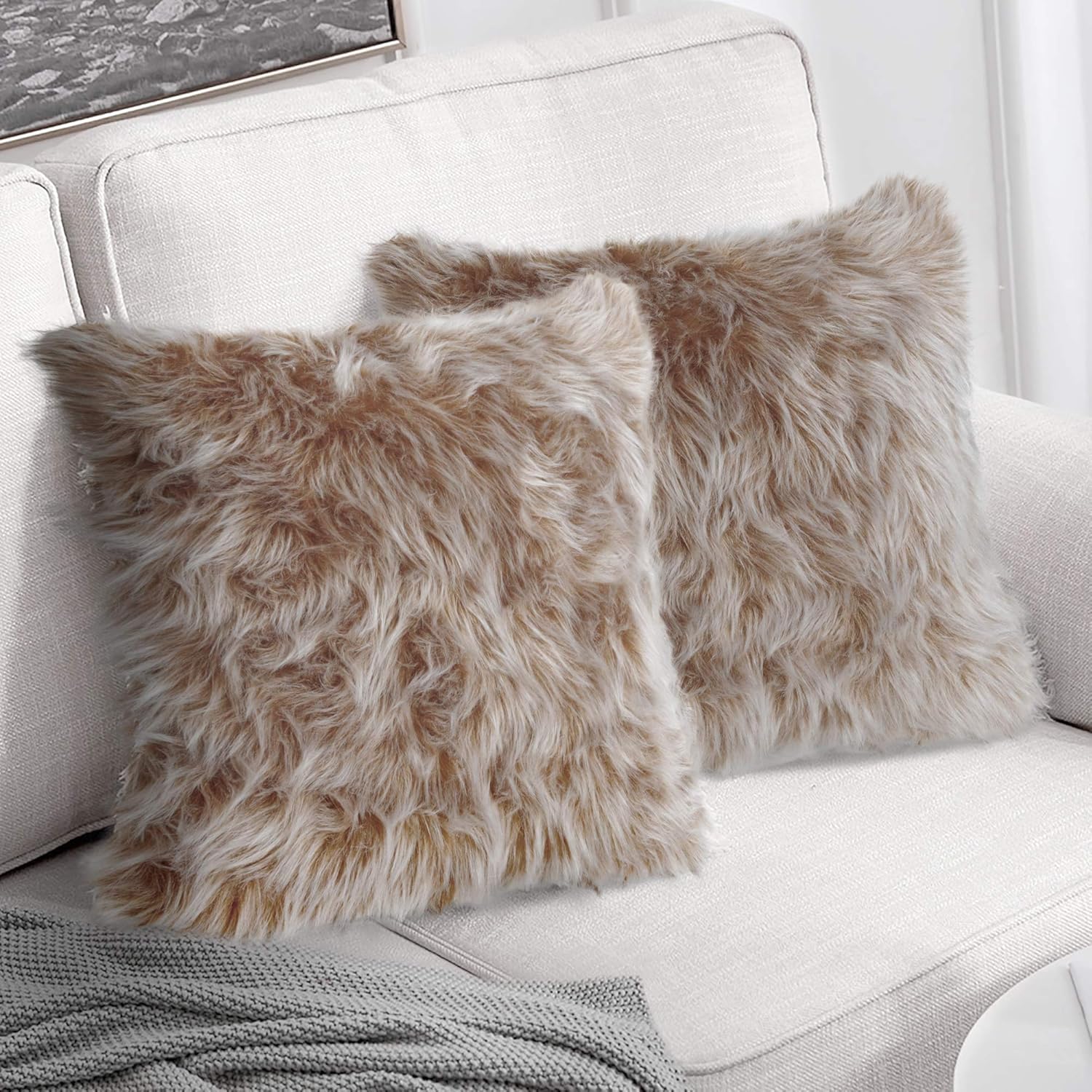 furry couch pillows