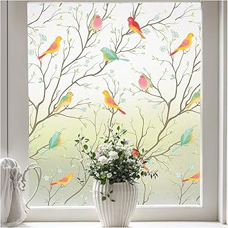 Coavas Privacy Window Film Bird Opaque Non-Adhesive Frosted Bird Window Film Decorative Glass Film Static Cling Film Bird Window Stickers for GF-WF-90-2B Home Office 23 In. by 78.7 Inches (60 x 200