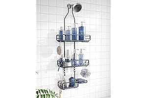 Long Shower Caddy: Over Head Hanging Bathroom Organizer for Extra Shampoo