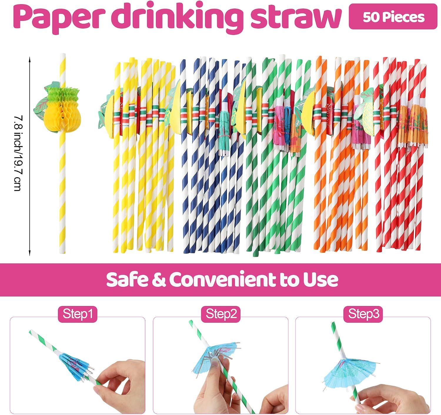 Aodaer 200 Pieces Hawaiian Cocktail Picks Accessories Drink Umbrella Straws, Umbrella Toothpicks, Decoration Picks for Aloha Tropical Hawaiian Luau Party Decorations
