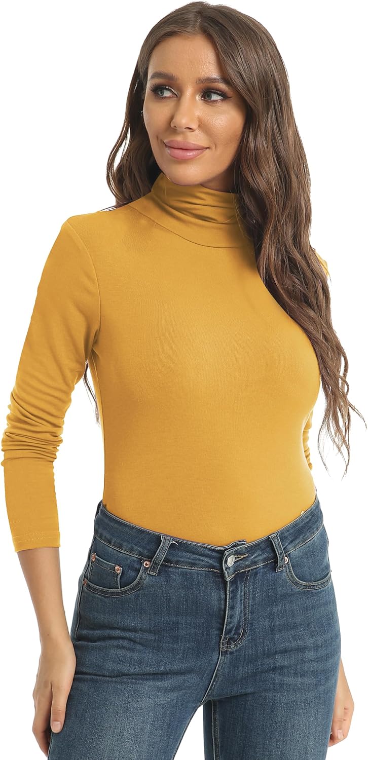 Women's Casual Long Sleeve Turtleneck Tops Slim Fitted Lightweight Base Layer Shirts - Image 5