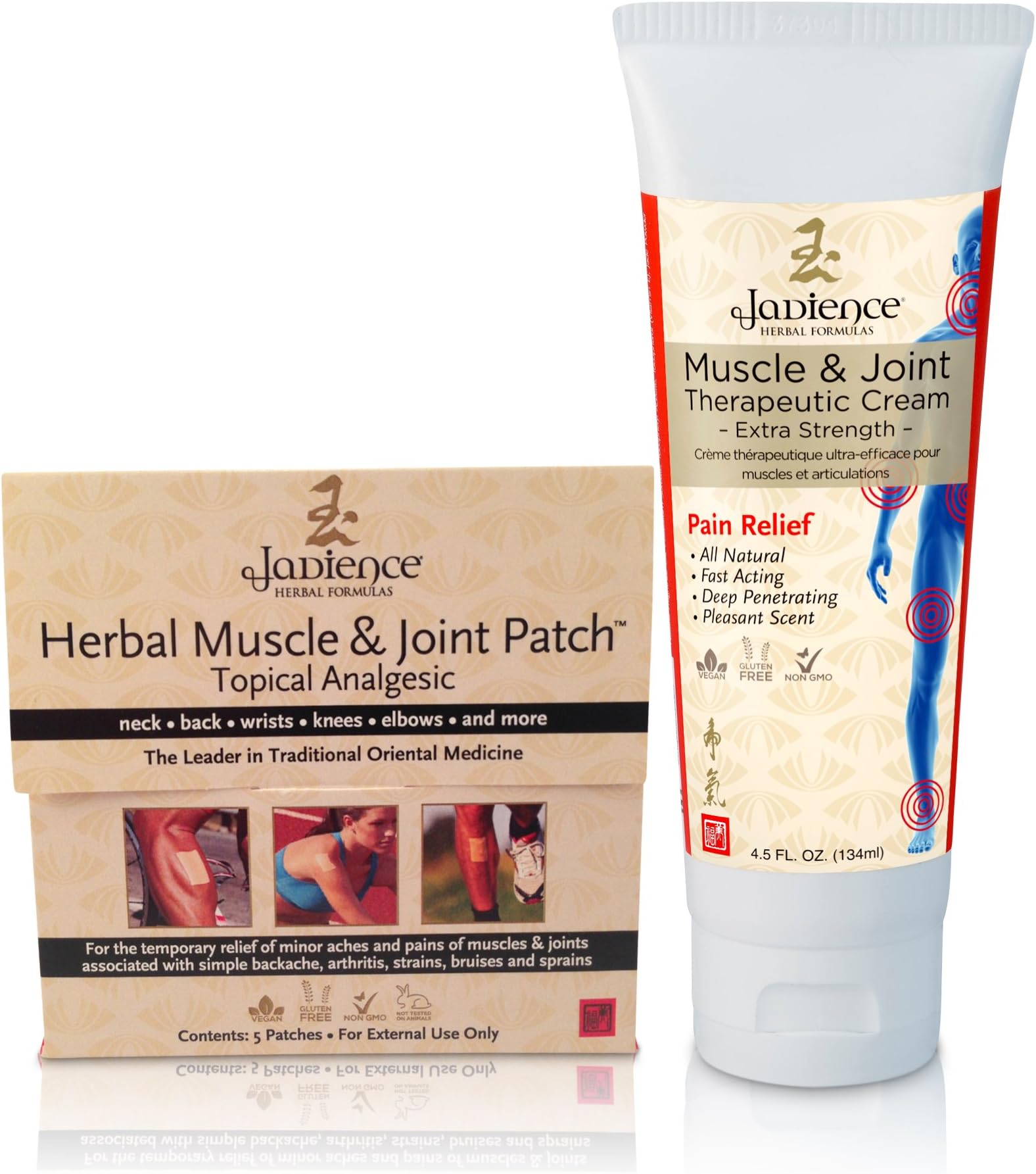 Pain Relief & Workout Recovery Kit: Reduce Aches & Swelling - Topical Analgesic Cream & Patches for Muscle Injury & Joint Support of Ankles, Knees, Hips, Lower Back, Shoulder, Neck, Arms by Jadience