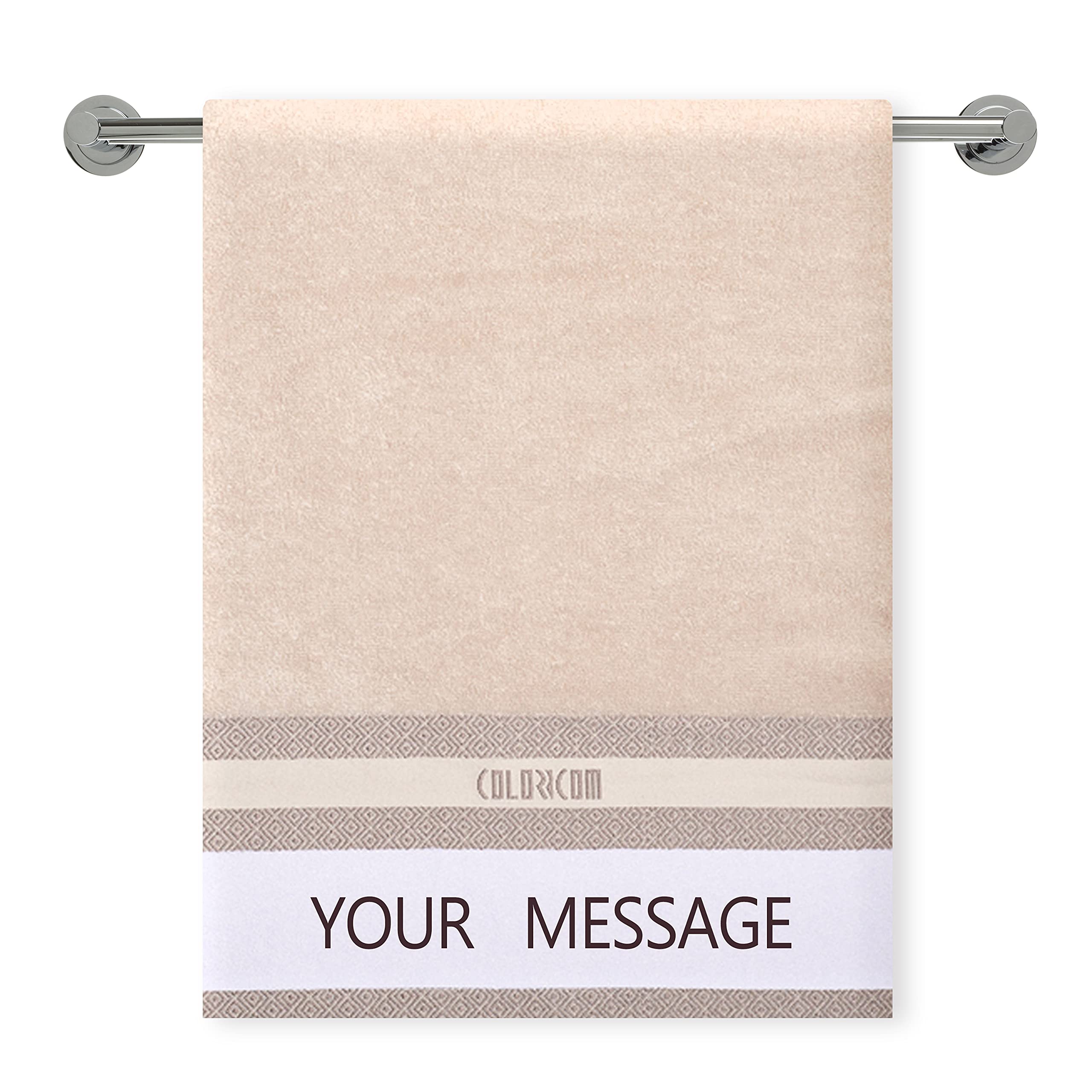 COLORCOMMALL Personalized Custom Bath Towel – 20x40 inch Premium Luxury Cotton Eco-Friendly Oeko-Tex Certified Bathroom Soft Border Customized Photo