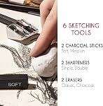 Zenacolor 19-Piece Drawing Kit with Sketchbook – Art Supplies for Beginners & Artists – Includes Drawing Pencils, Charcoal Pencils, Graphite Pencil, Charcoal Sticks, Accessories & 100-Page Sketchbook
