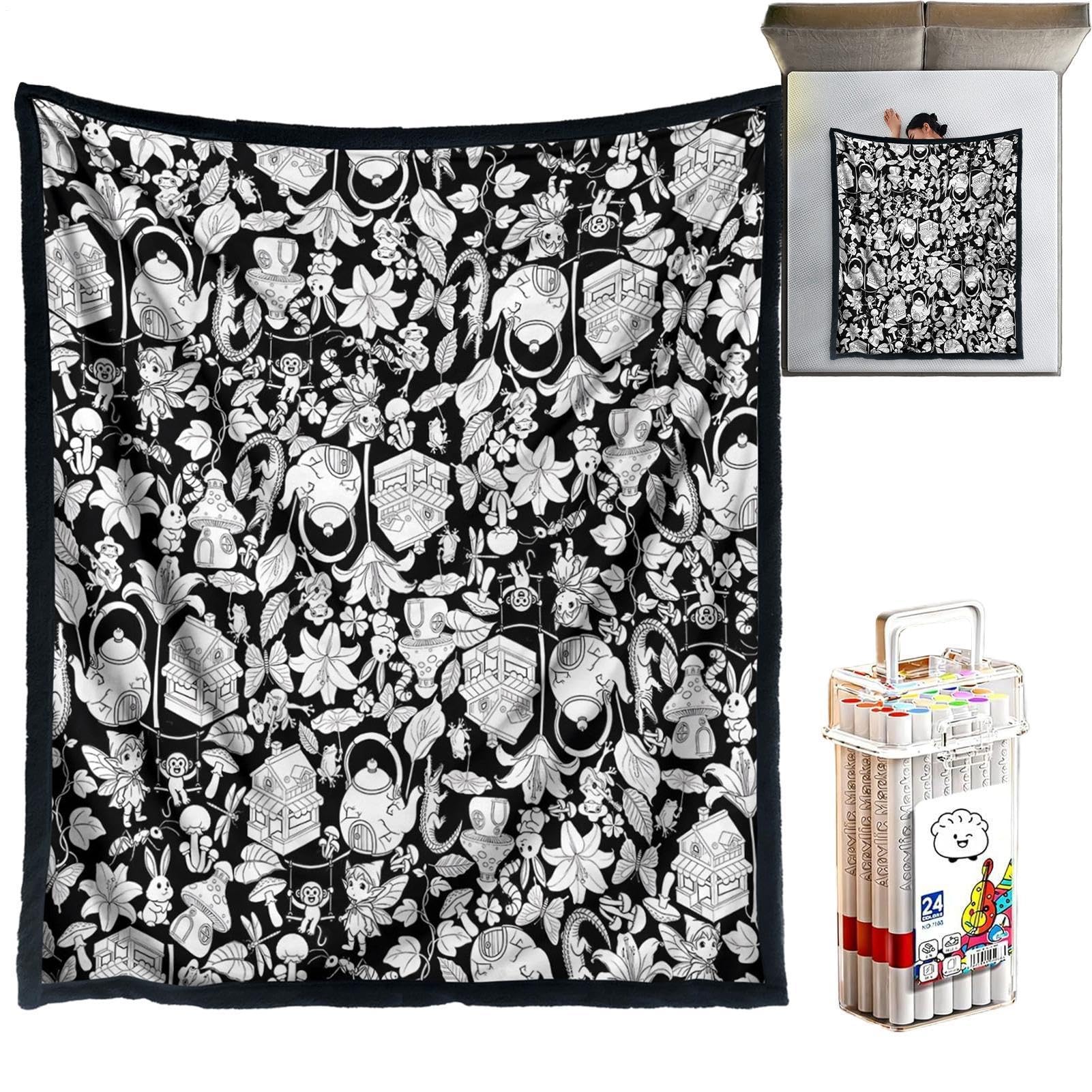 Couverture à colorier lavable et plaid DIY pour activités créatives en famille