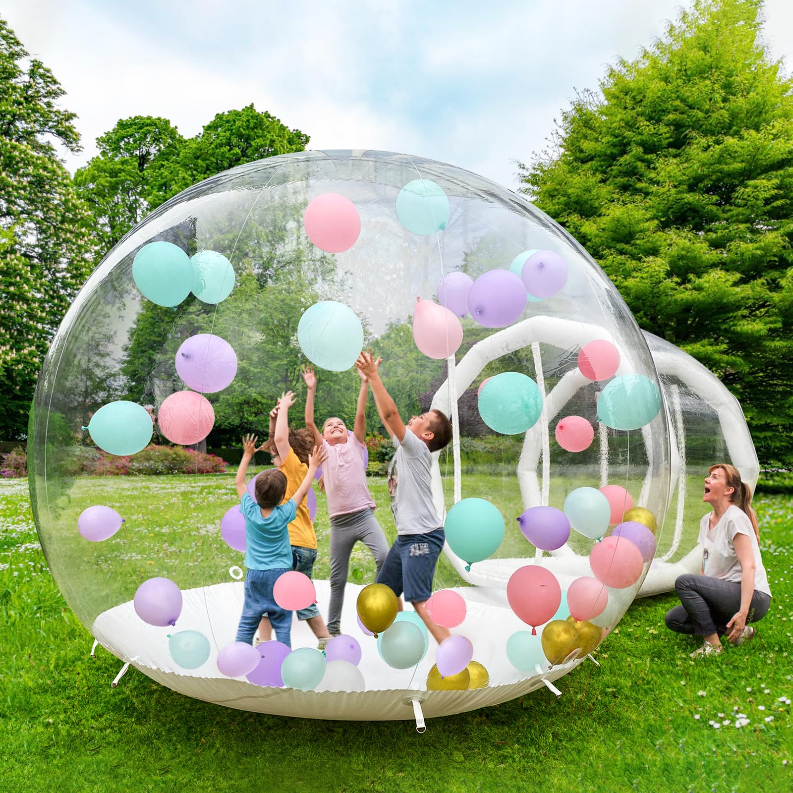 Inflatable Bubble Balloon House with Pump and UL Blower, Bubble Tent for Kids Party Balloons Clear for Home Party, Malls, Parks Event Exhibition (10ft PVC)