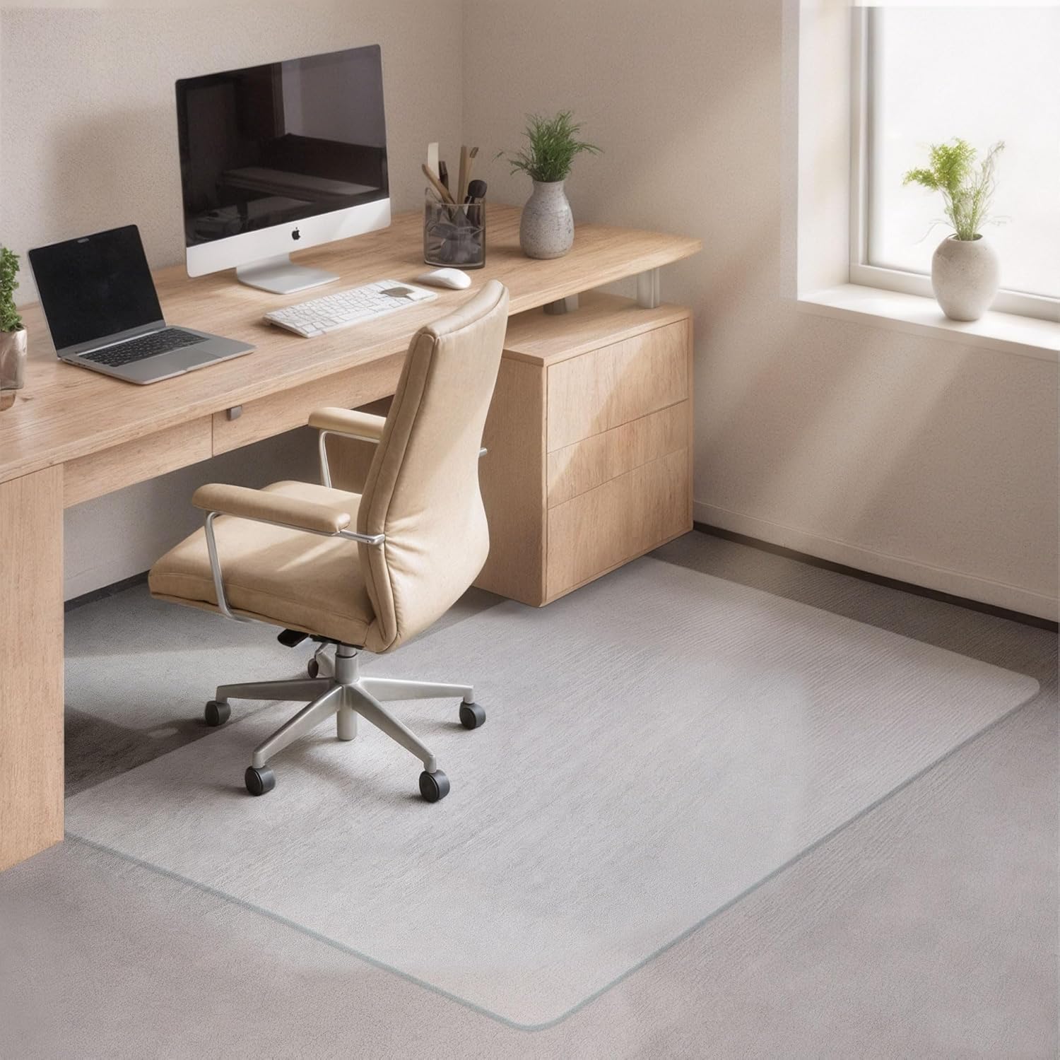 SUPER DEAL Upgraded 48" X 36" Office Mat Chair Mat with Lip, Heavy Duty Office Desk Chair Mat for Hardwood Floor, 2 Pack