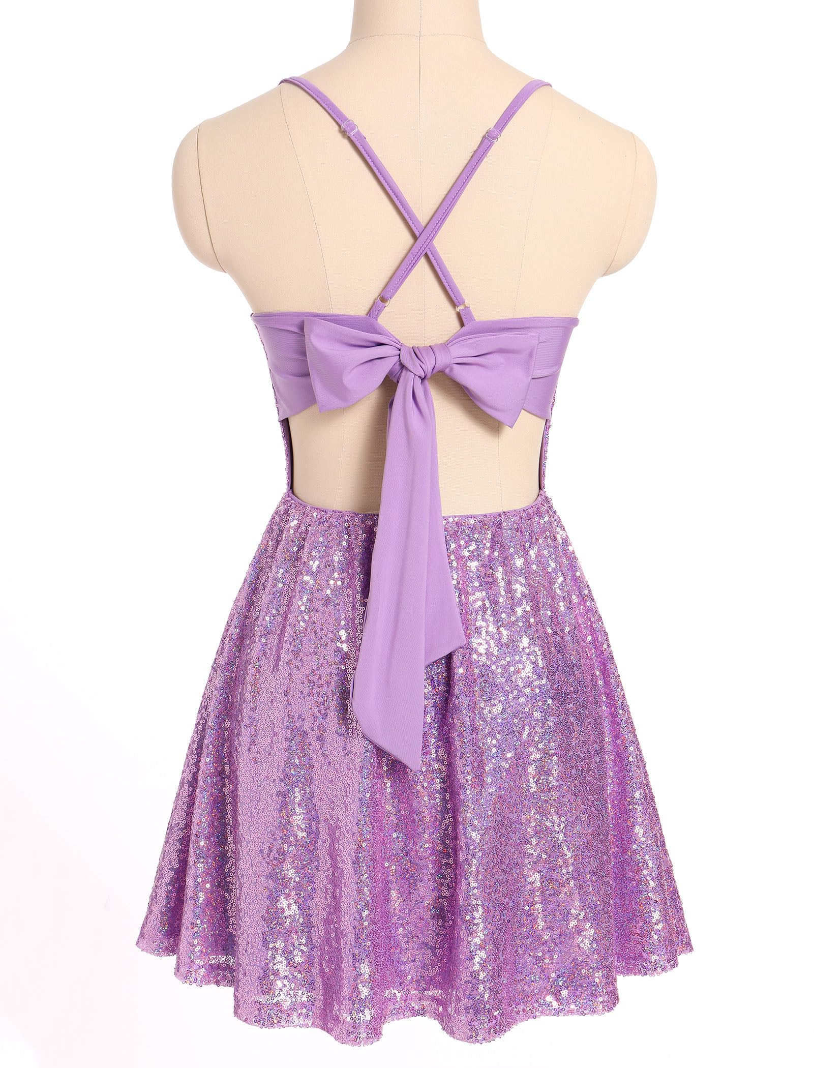 ODIZLI Vestido corto sexy de lentejuelas brillantes con purpurina y lazo en la espalda para mujer, vestido de baile de graduación