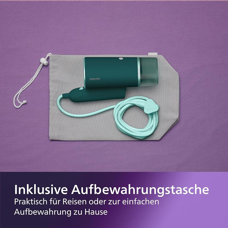 Philips STH3020 Hordozható Gőzölő 1000W Kompakt Összecsukható Sötétzöld
