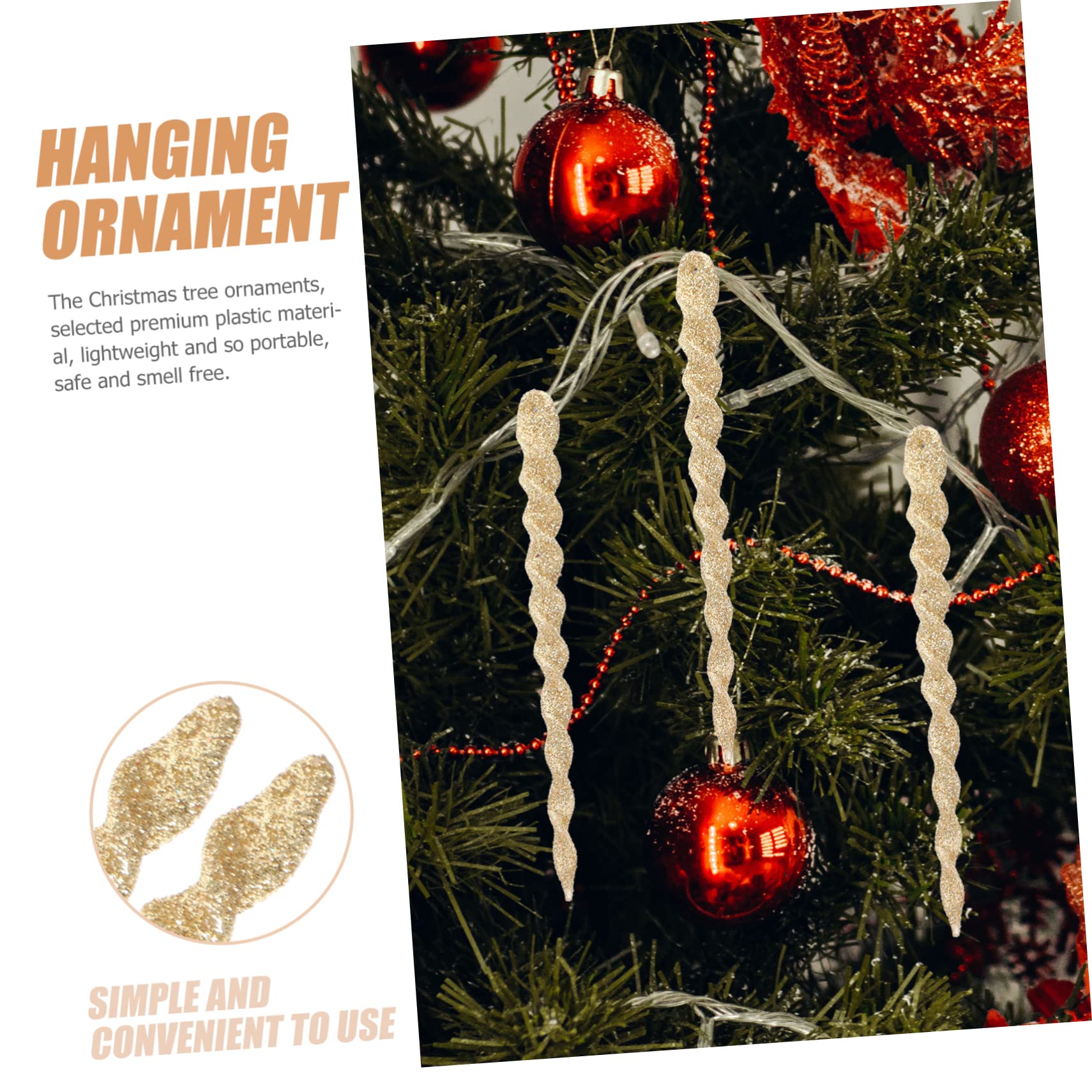 IMIKEYA 240 STK Zwiebel-Pulver- -Schnee-Nadel Christbaum anhänger christbaumanhänger Weihnachtsdekorationen weihnachtsschneeflockeverzierung Partyzubehör Christbaumschmuck Plastik Golden