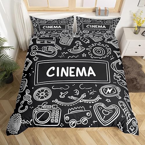 Erosebridal Juego de ropa de cama con temática de cine, cine, cine, funda de edredón de dibujos animados de dibujos animados de dibujos animados