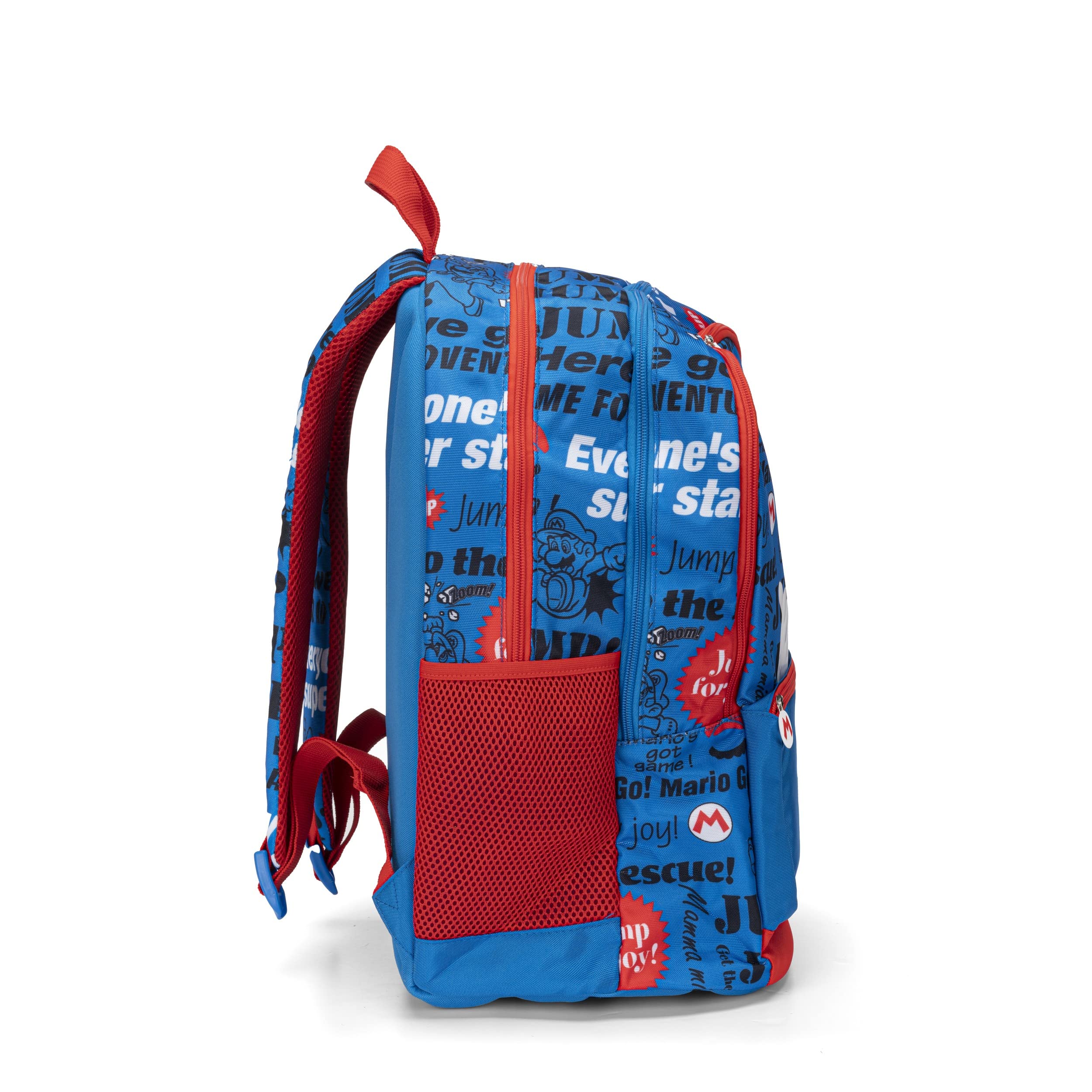SUPERMARIO - Zaino Scuola Media, Elementare per Bambini e Ragazzi, con Schienale Imbottito e Rinforzato, Spallacci Regolabili e Vano Principale + Tasca Frontale con Zip, cm 32x21x43h