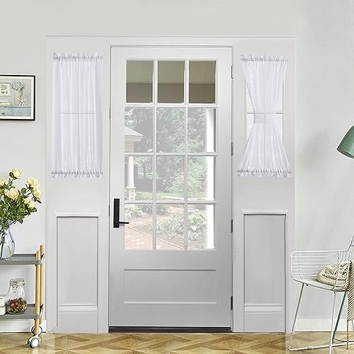 Demetex Juego de 2 cortinas traslúcidas para puerta trasera, ventana pequeña con alzapaños, bolsillo para barra de cortina básica, 30 x 40 pulgadas,