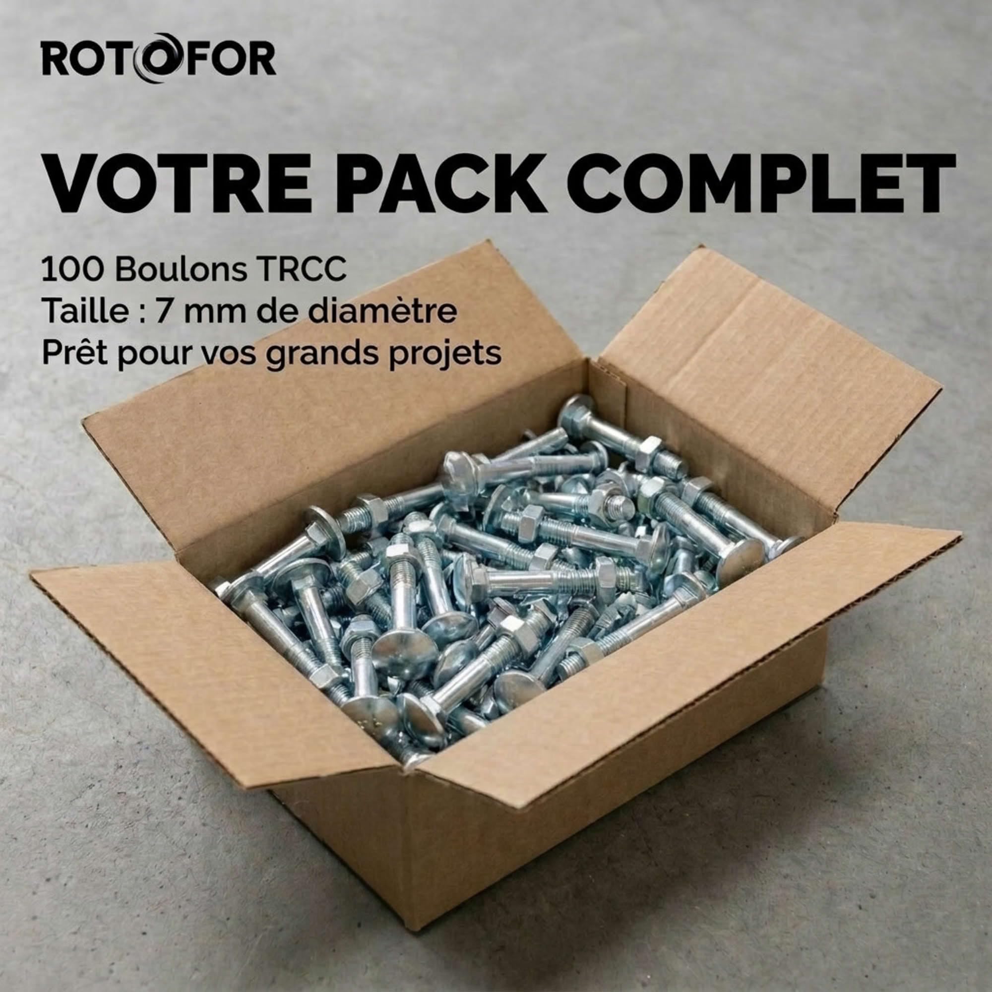100 Boulons tête ronde collet carré DIN603/555 acier zingués blanc diamètre 7,0 mm - Longueur 70 mm mm - Diamètre 7 mm