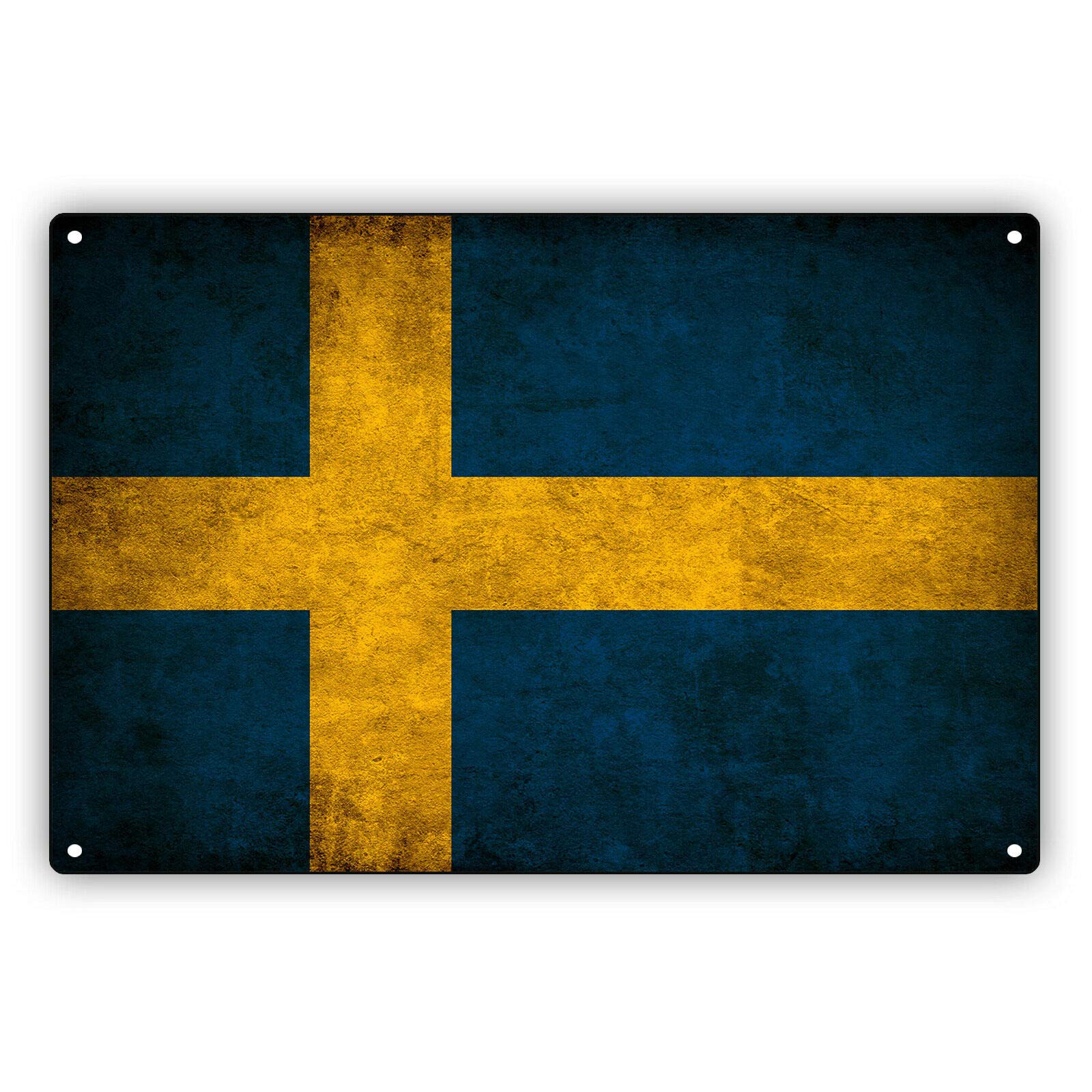 Kueprae A186 Sweden Country Flag Swedish Verdigris Vintage Look Novelty Tin Metal Sign 8X12 Inch