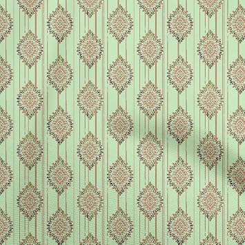 oneOone Rayon Mint Fabric Stripe Floral Damask Sewing Material Print Fabric by The Yard 56 Inch Wide