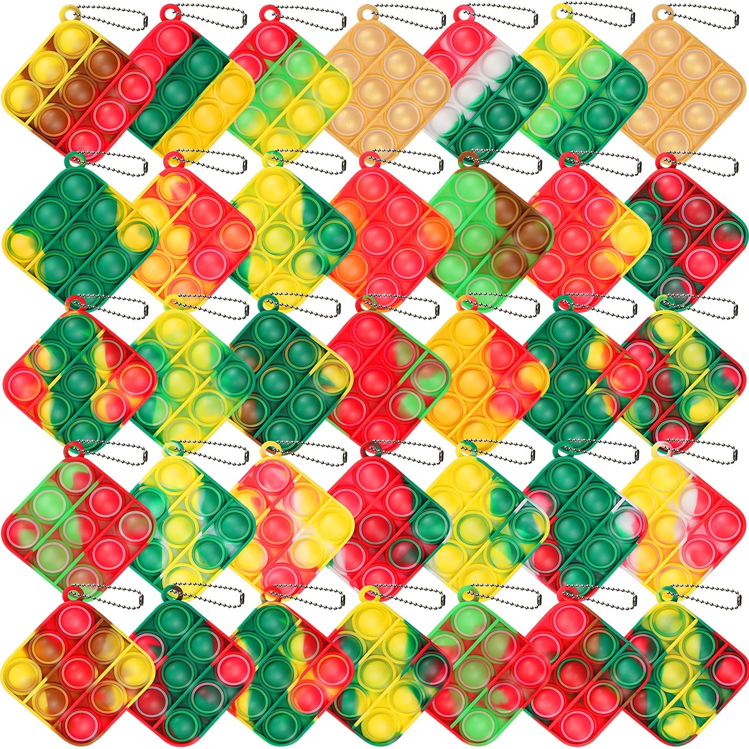 Christmas Party Favors, 32 Pcs Pop Fidget Toys Keychain Its for Kids Adults, Mini Push Bubble Pops Bulk Sensory Toys, Birthday Gifts Classroom Prizes for Boys Girls Goodie Bag Treasure Chest Box