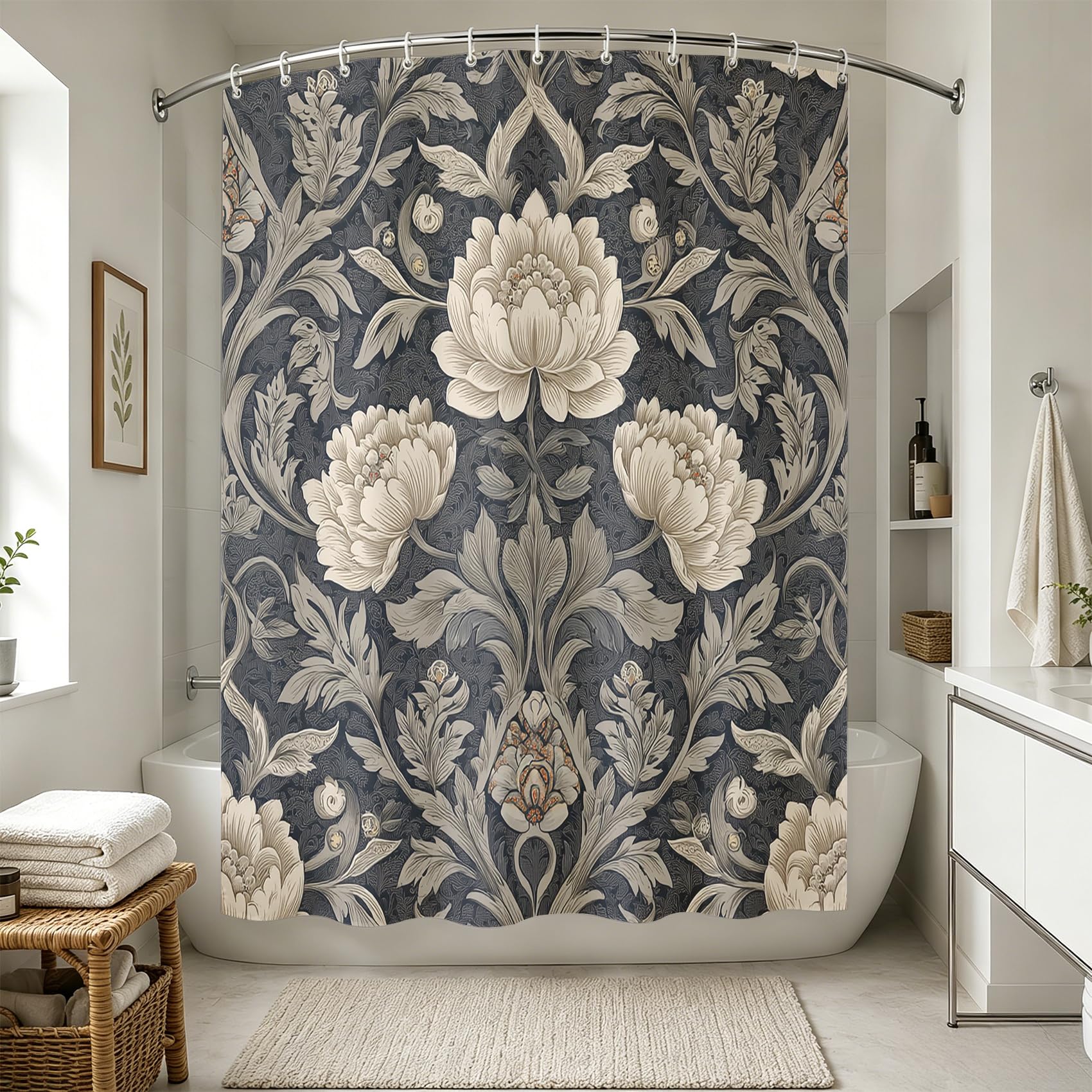 Rideau de douche William Morris étanche pour stopper les éclaboussures de bain