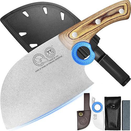 Miniatura 12 de XYJ Auténtico desde 1986, cuchillo de carnicero grande y resistente, cuchillo de chef serbio con estuche, cuchillo de cocina para vegetales del