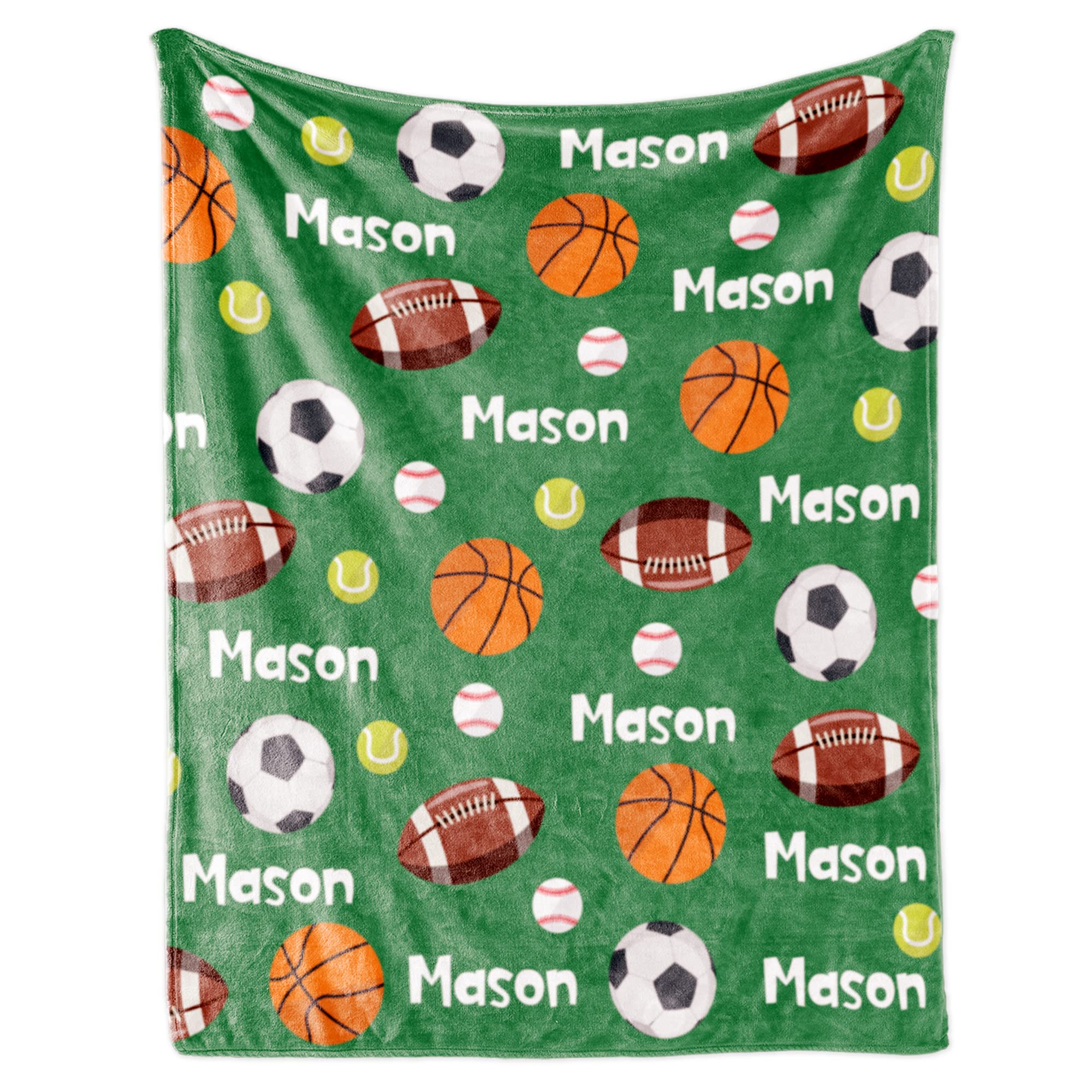 Custom Ball Blanket with Name for Boy Personalized Name Blanket for Kids