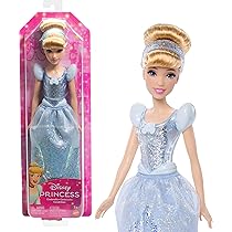 Mattel Disney Princess – Cenerentola bambola con capi e accessori scintillanti ispirati al film, giocattolo per bambini, 3+ Anni, HLW06