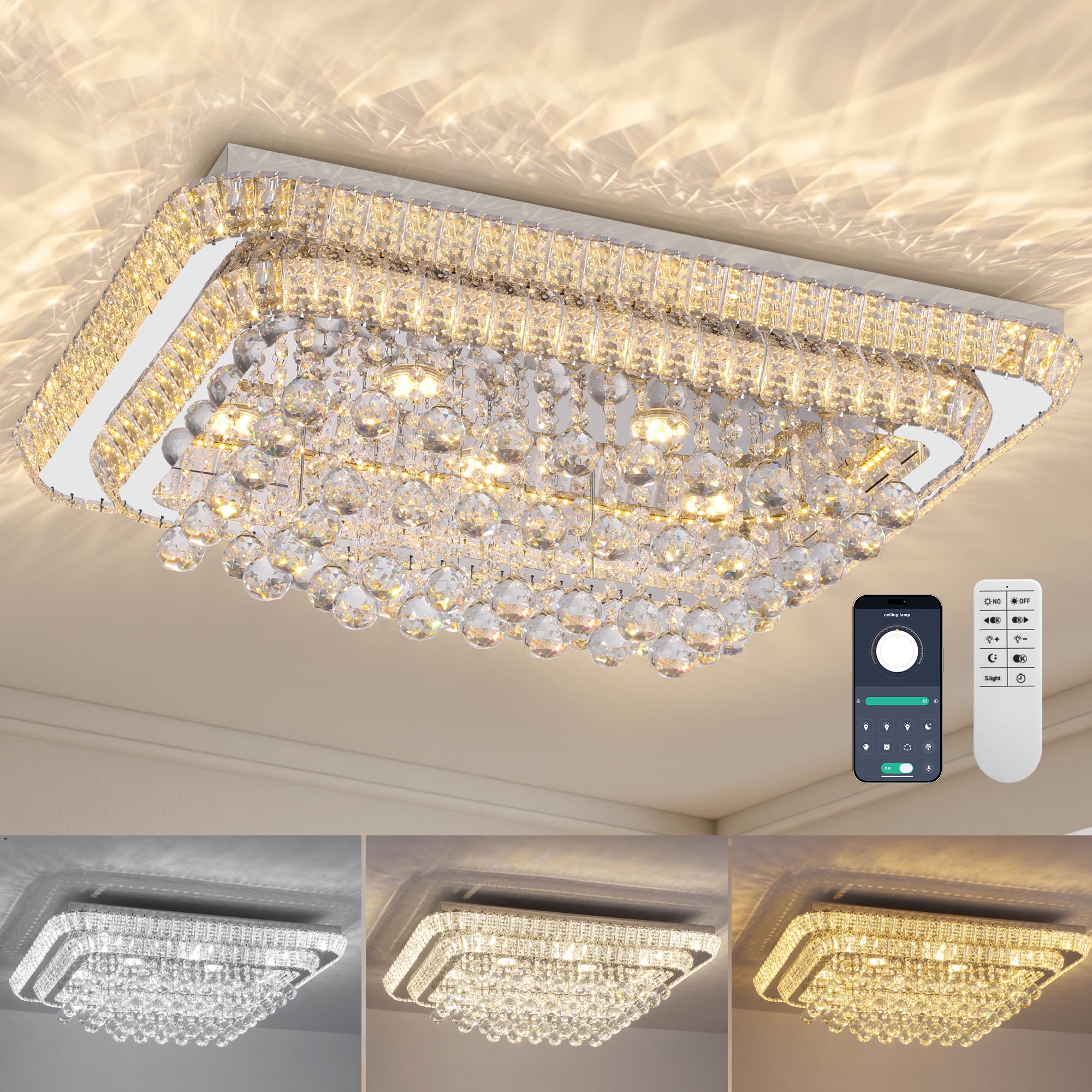 Photo 1 of REDSTAR 40 inch Silver Crystal Chandelier LED Ceiling Light