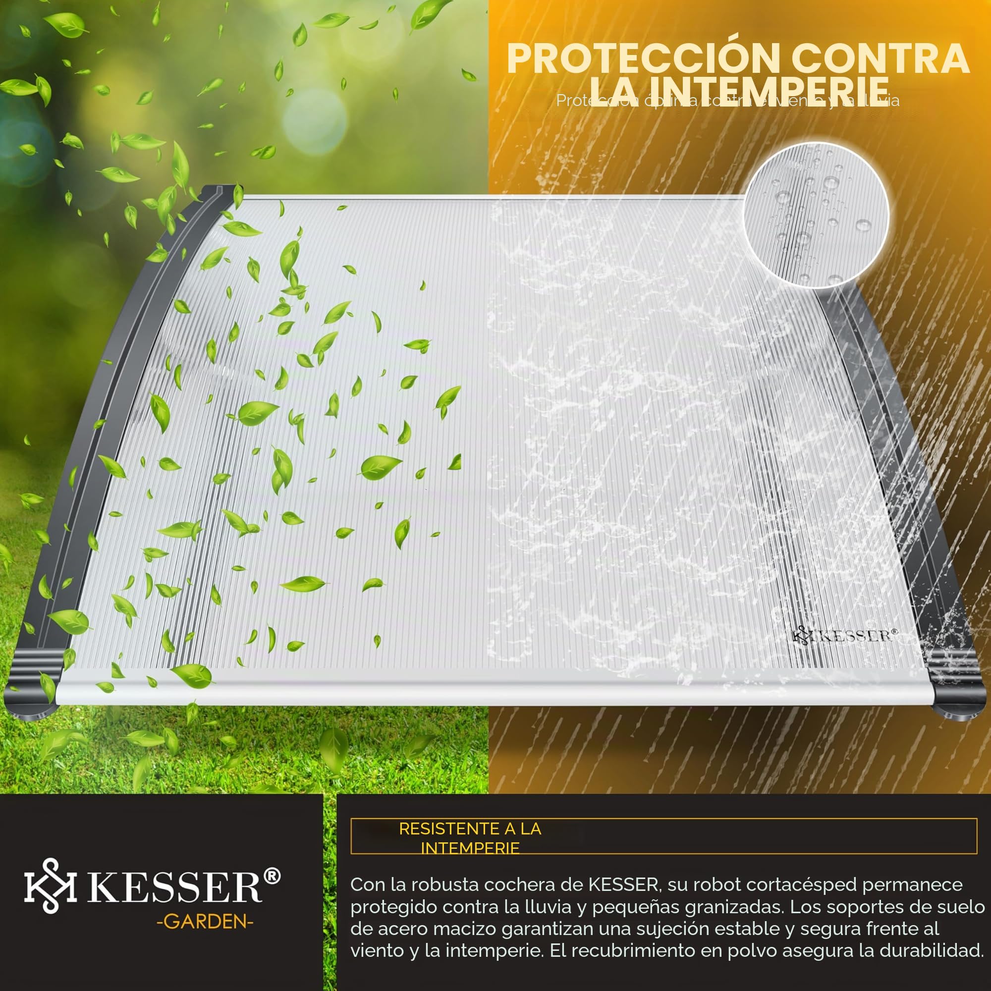 KESSER® Garaje para Robot cortacésped, Cobertura para Robot cortacésped, cortacésped robótico, jardín Resistente a la Intemperie, Incluye Material de Montaje, Dimensiones 82 x 103 x 47 cm.