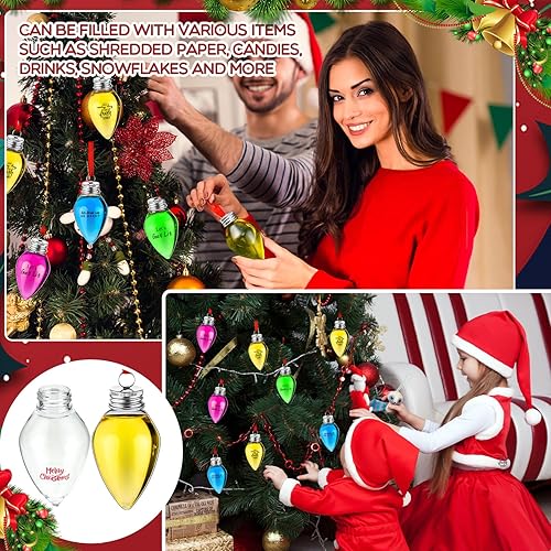 Miniatura 7 de 30 bolas de bebida de Navidad, adornos de vidrio de chupito, adornos de plástico rellenables para botellas de agua de Navidad transparentes,