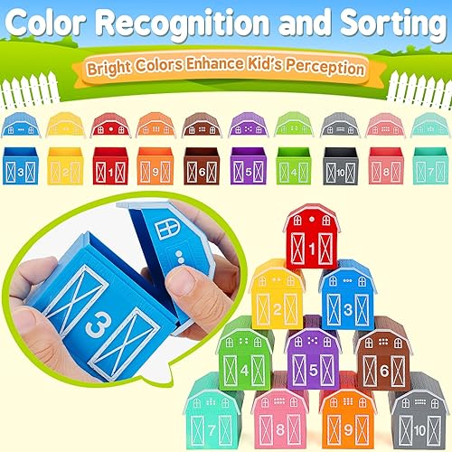 Miniatura 4 de Aigybobo Juguetes de aprendizaje para niños de 1, 2, 3 años, 40 juguetes de animales Montessori, contar, combinar y clasificar juegos de motricidad