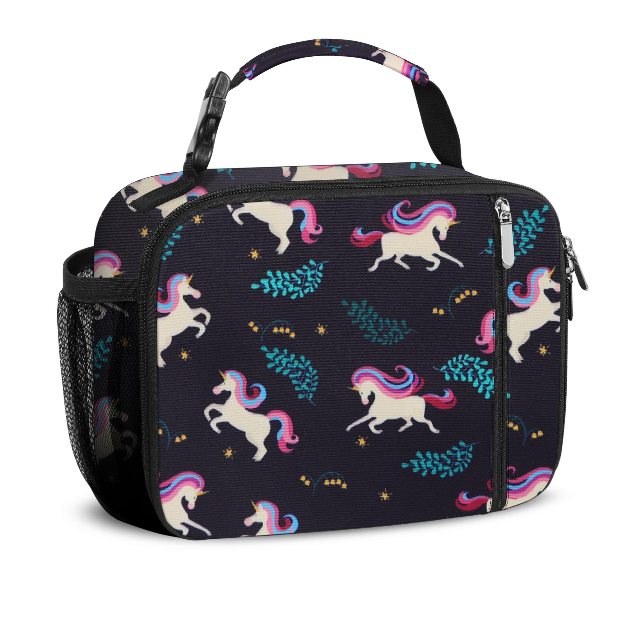 esouler Lunch Box Kids Insulated Lunch Bag for Boys & Girls Durable Children Lunchbox for School with Water Bottle Holder-Purple Unicorn