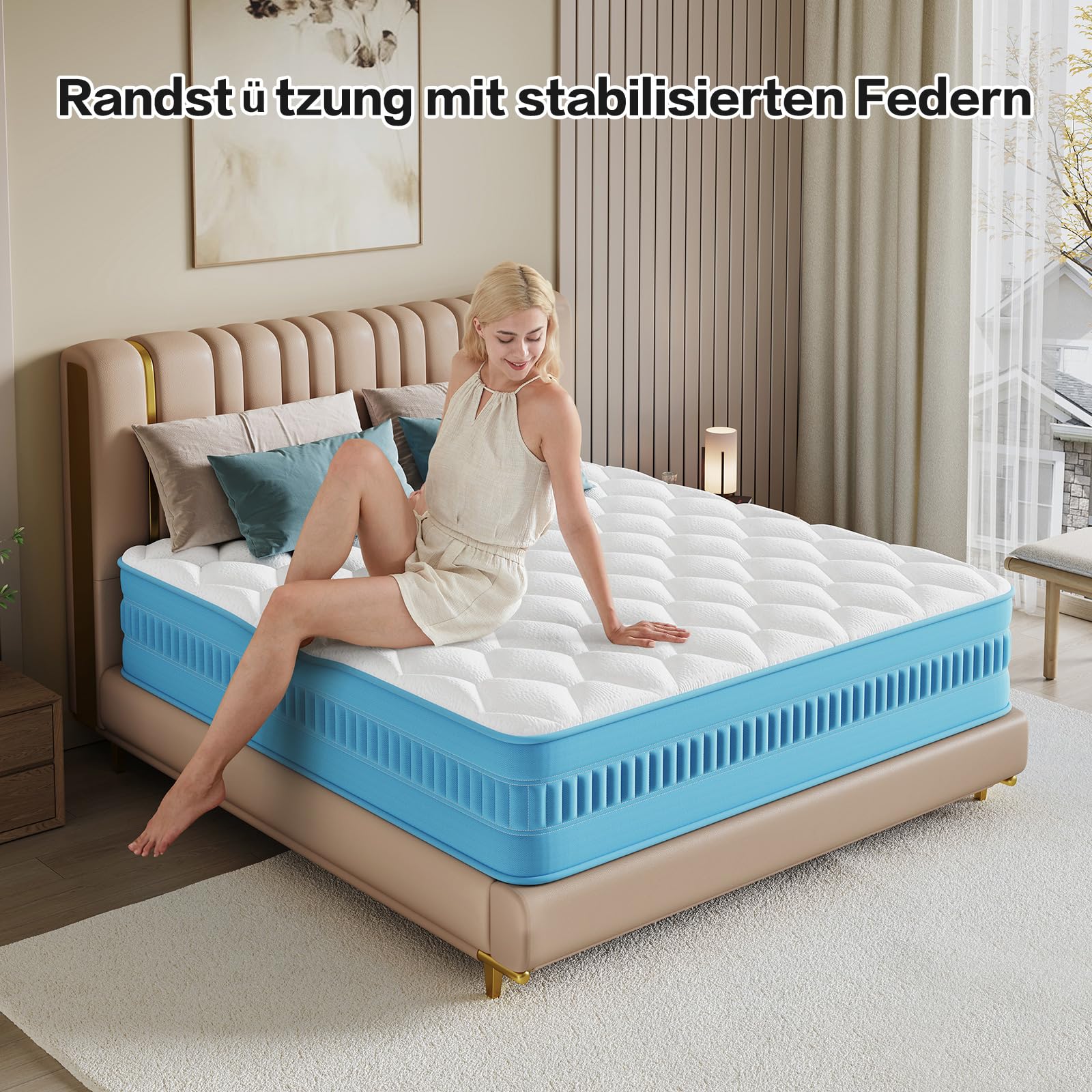 Matratze 140x200 Höhe 25cm Federkernmatratze, Härtegrad H4, 7 Zonen Taschenfederkernmatratze mit Hochwertigem Schaumstoff für Ergonomische, knitstoff mit angenehmer Oberfläche