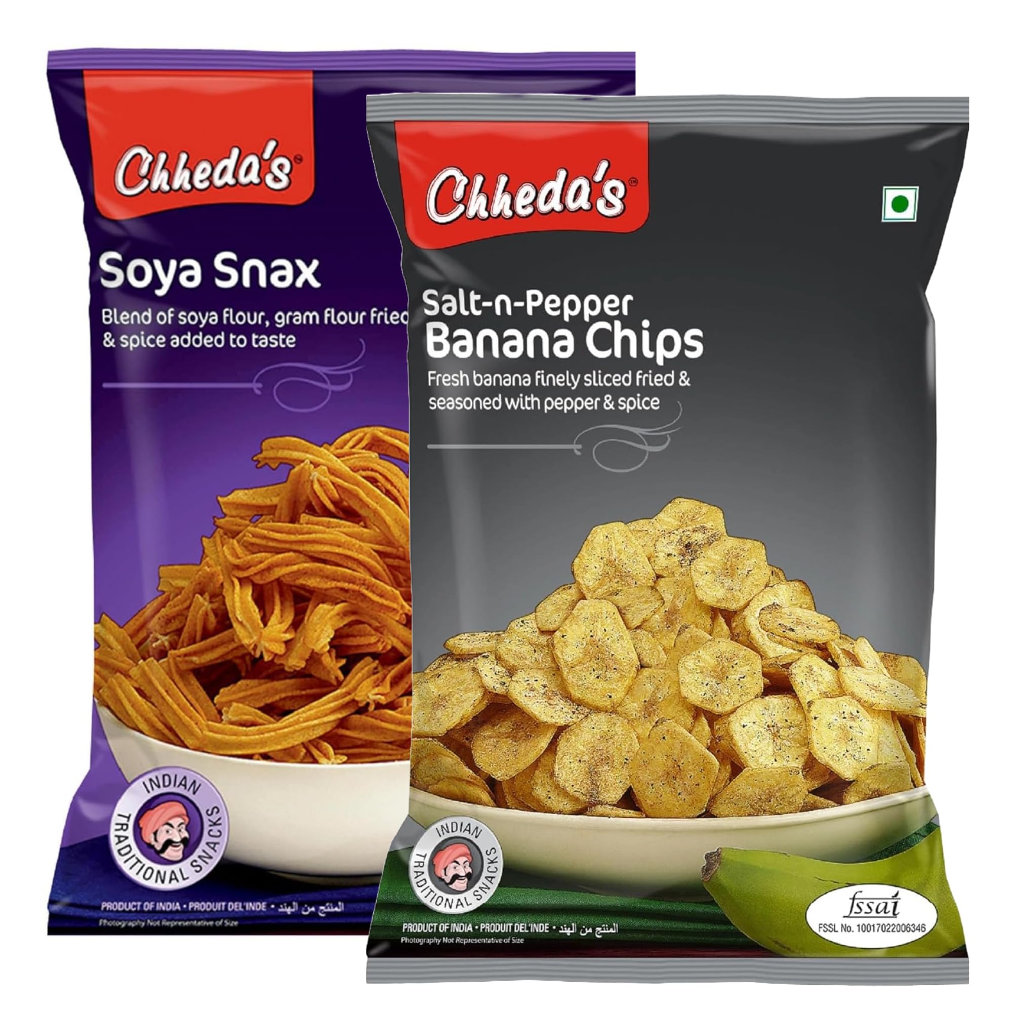 Chhedas Salt N Pepper Banana Chips (350 Gm) and SOYA Snax (350 Gm) | Banana Wafers | Indian Namkeen | Tasty Snacks | Ready to Eat - Combo Pack (B0D1VDYPRZ) Amazon Price History, Amazon Price Tracker