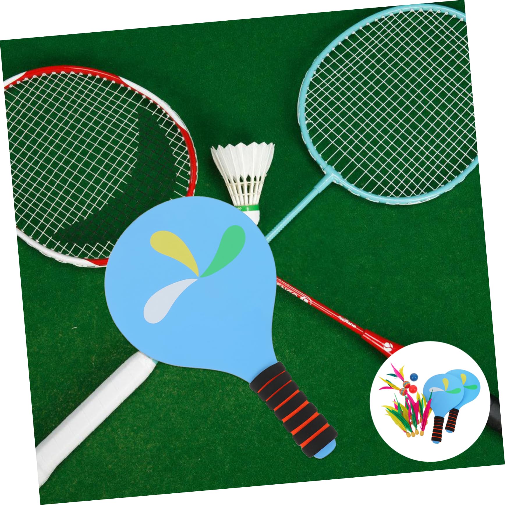 Toyvian Set Racchetta Paddle Badminton per Adulti, Completo in Legno | Palle e Volani Inclusi, Costruzione Ispessita, Uso Versatilel'aperto e Parco, Stile Moderno